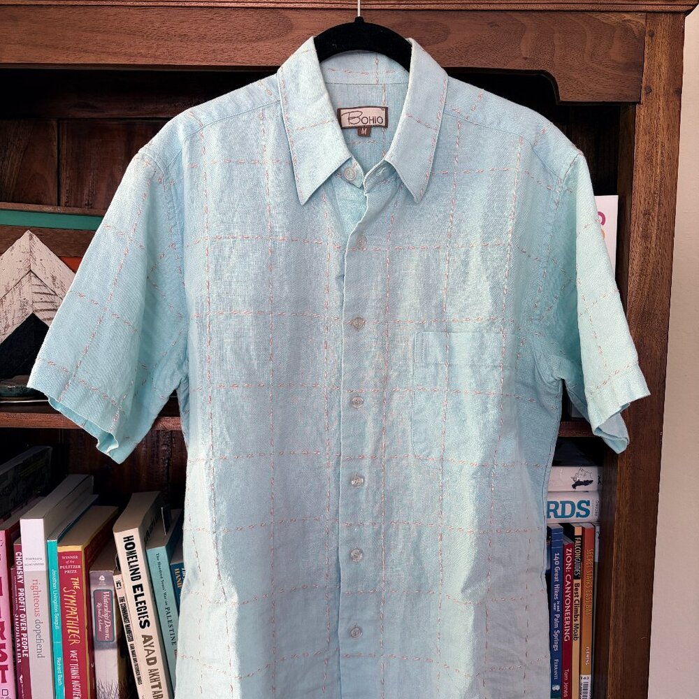 Bohio linen short sleeve button shirt Size M